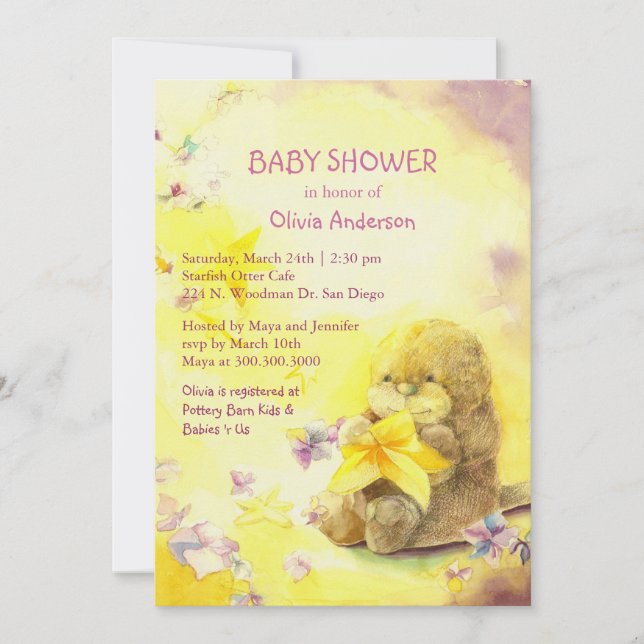 Invitación Mantequilla para bebés y Baby Shower de pez estrel (Anverso)