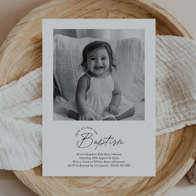 Invitación manuscrita de foto de bautizo (Zazzle Baptism Photo Handwritten Invitation)