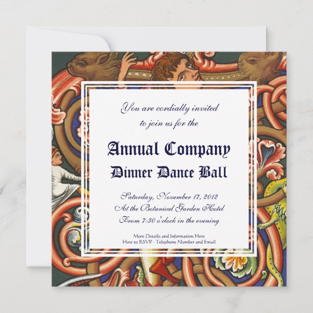 Invitación Manuscrito medieval elegante bailando Nobleman (Anverso)