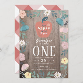 Invitación Manzana de nuestro Chica de Madera Floral de Ojos 