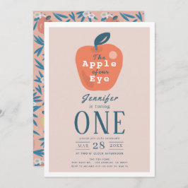 Invitación Manzana de nuestro Chica ocular rosado primer cump