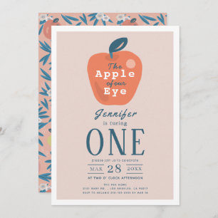 Invitación Manzana de nuestro Chica ocular rosado primer cump