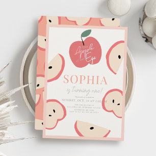Invitación Manzana de nuestro Chica Ojo Rosado Primer Cumplea