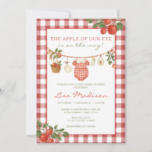 Invitación Manzana de Nuestro Ojo Ducha de Bebé Rojo Gingham
