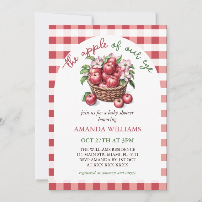 Invitación Manzana de Nuestro Ojo Floral Baby Shower (Anverso)
