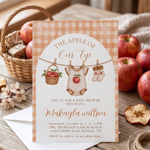 Invitación Manzana de Nuestro Ojo Gingham Rústico de Otoño pa