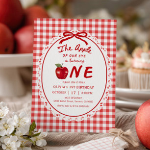Invitación Manzana de Nuestro Ojo Otoño Niña Manzana 1er Cump