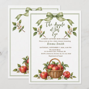 Invitación Manzana de Nuestro Ojo Salvia Verde Fiesta de Bebé