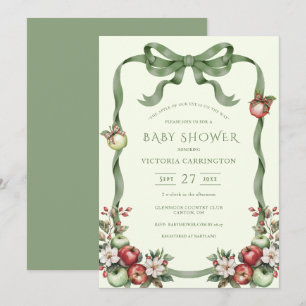 Invitación Manzana de Nuestro Ojo Verde Acuarela Elegante Beb