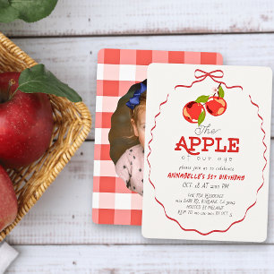 Invitación Manzana de nuestros Ojos Arco Rojo Foto Chica Cump