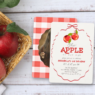 Invitación Manzana de nuestros Ojos Arco Rojo Foto Cumpleaños