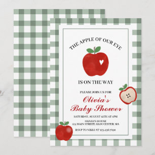 Invitación Manzana de nuestros ojos Baby Shower de cuadros ro
