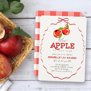 Invitación Manzana de nuestros Ojos Chica con Lazo Rojo Cumpl