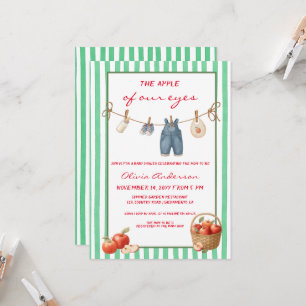 Invitación Manzana de nuestros ojos verde Fiesta de Bebé