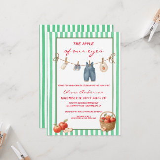 Invitación Manzana de nuestros ojos verde Fiesta de Bebé