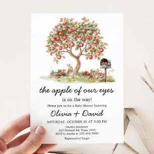 Invitación Manzana de otoño de nuestro Baby Shower de ojos