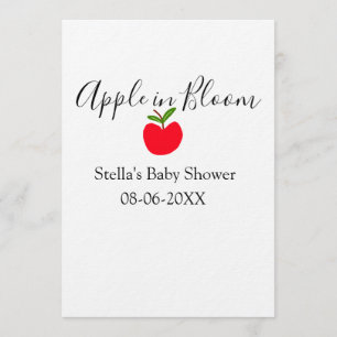 Invitación Manzana en flor baby shower manzana roja nombre fe
