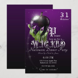 Invitación Manzana Envenenada Bruja Malvada Fiesta de Hallowe