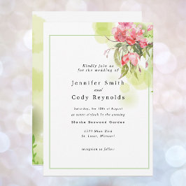 Invitación Manzanas de flores acuáticas Pink Garden Wedding