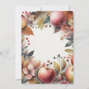 Invitación Manzanas de otoño con monograma en colores pastel