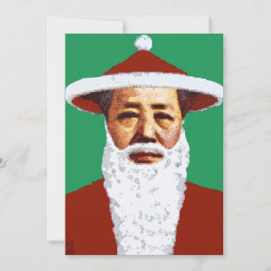 Invitación Mao Feliz Navidad Pop Art Chino Santa Claus