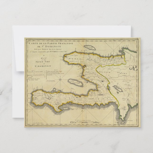 Invitación Mapa 1814 de Haití de Mathew Carey (Anverso)