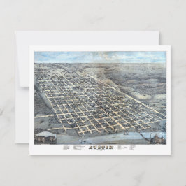 Invitación Mapa Antiguo Aéreo de la Ciudad de Austin, Texas d