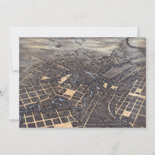 Invitación Mapa Antiguo Aéreo de la Ciudad de San Antonio, Te