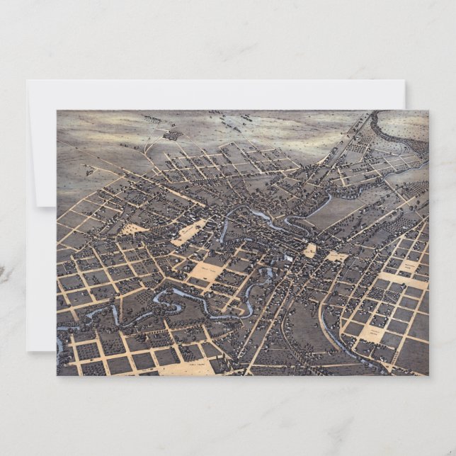 Invitación Mapa Antiguo Aéreo de la Ciudad de San Antonio, Te (Anverso)