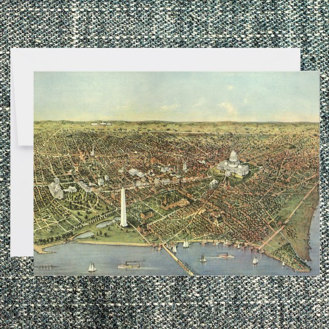 Invitación Mapa antiguo con vista panorámica de Washington DC (Subido por el creador)