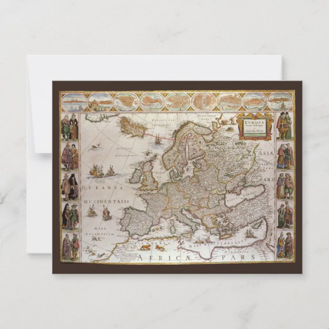 Invitación Mapa Antiguo de Europa por Willem Jansz Blaeu, c16 (Anverso)
