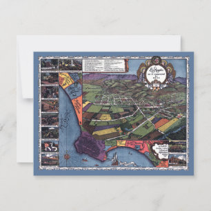 Invitación Mapa Antiguo de la Ciudad de Los Ángeles, Californ
