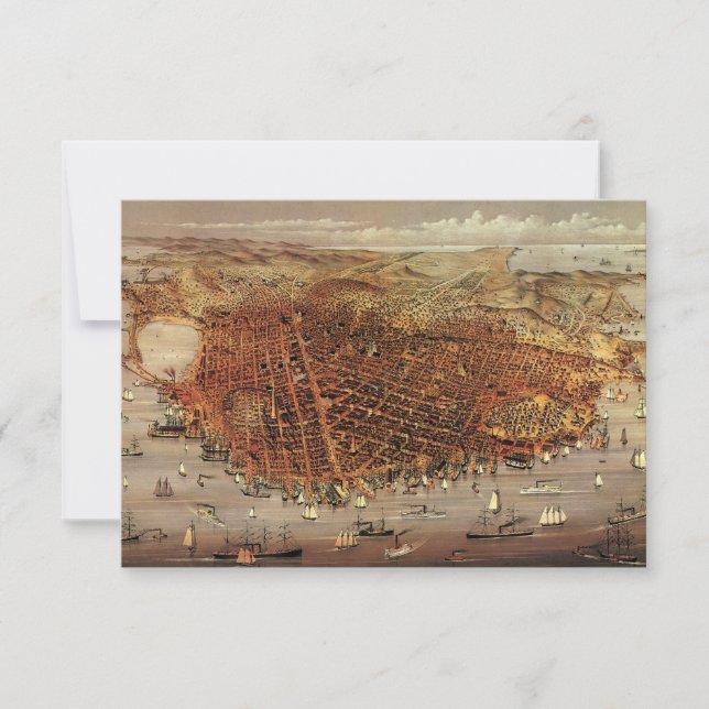 Invitación Mapa antiguo de la ciudad de San Francisco, cambio (Anverso)
