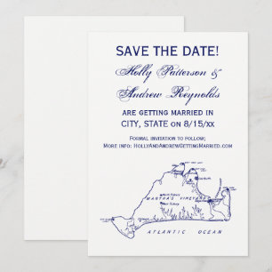 Invitación Mapa Antiguo de Martha's Vineyard #1 Azul Marino