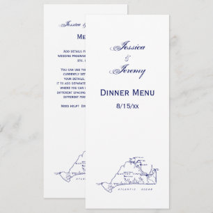 Invitación Mapa Antiguo de Martha's Vineyard #1 Azul Marino