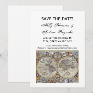 Invitación Mapa Antiguo del Mundo #3 Save the Date