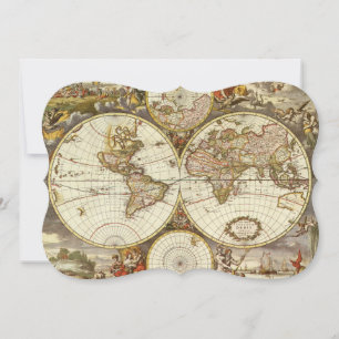 Invitación Mapa Antiguo del Mundo Antiguo de Frederick de Wit
