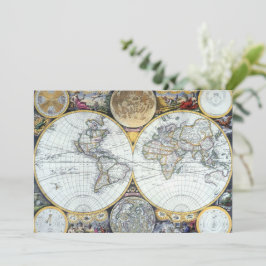 Invitación Mapa Antiguo del Mundo, Atlas Maritimus de John Se