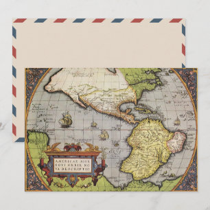 Invitación Mapa Antiguo del Mundo Las Américas por Abraham Or