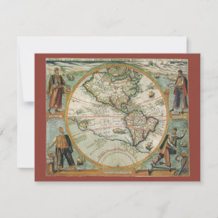 Invitación Mapa antiguo del Nuevo Mundo de las Américas, Theo