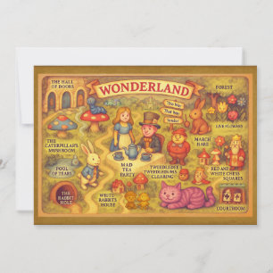 Invitación Mapa caprichoso de las aventuras de Alicia en el P