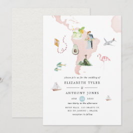 Invitación Mapa de Acuarela de Boda de Destino en Río