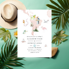 Invitación Mapa de acuarela de la boda de destino de Río