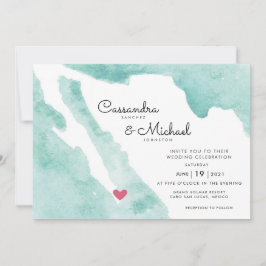 Invitación Mapa de acuarela de México | Cabo | Boda de destin