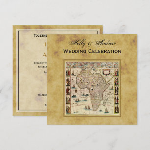 Invitación Mapa de África antigua Boda en problemas BG SQ