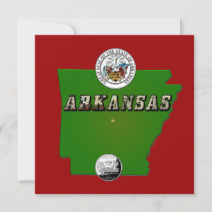 Invitación Mapa de Arkansas, Sello y Barrio Faux Estatal