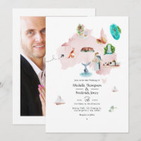 Mapa de Australia en acuarela para boda de destino