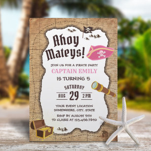Invitación Mapa de aventuras de Chicas del Partido de los Año