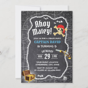 Invitación Mapa de aventuras del partido de cumpleaños Pirata