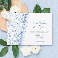 Mapa de Avon-by-the-Sea NJ Boda Azul Marino Elegan